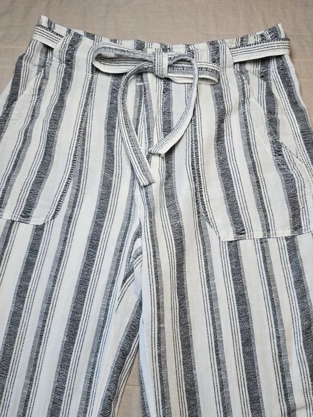GAP Linen Cotton Blend Wide Leg Striped Pant Size 2